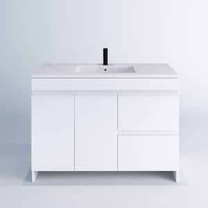 Mace 48 in W x 20 in D x 35 in H Single Sink Bath Vanity Right Side Drawers, Glossy White, Acrylic Integrated Countertop