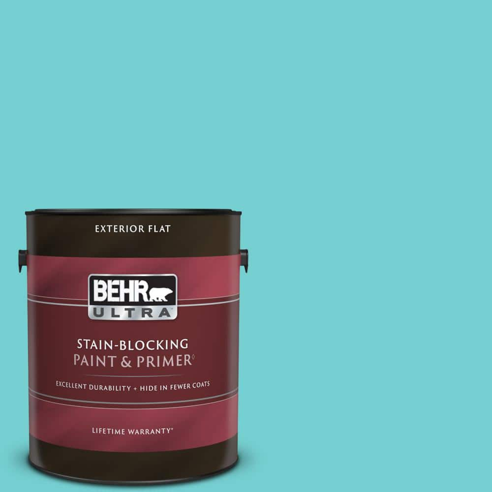 BEHR ULTRA 1 gal. P4603 Soft Turquoise Flat Exterior Paint & Primer