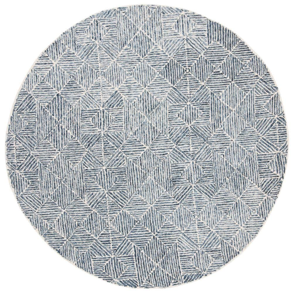 Safavieh Abstract Blue Ivory Ft X Ft Diamond Geometric Round Area