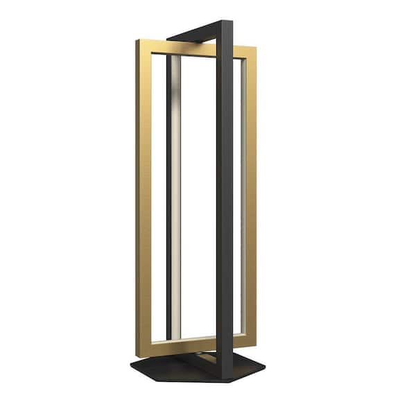 16 in. Black Gold Modern Dimmable Touch Control Integrated LED Metal Novelty Table Lamp