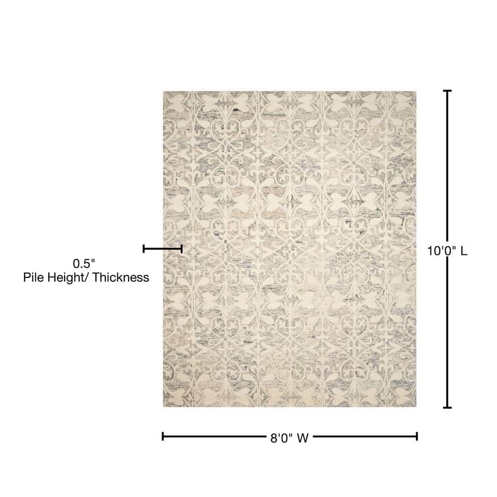 Gray and Ivory Hand-Tufted Wool 8' x 10' Area Rug