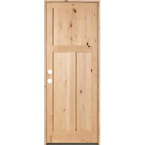32 in. x 96 in. Rustic Knotty Alder 3 Panel Right-Hand/Inswing Unfinished Wood Prehung Front Door