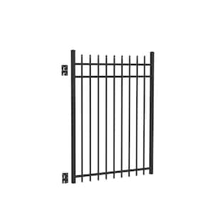 Cascade Standard-Duty 4 ft. W x 5 ft. H Black Aluminum Straight Pre-Assembled Fence Gate