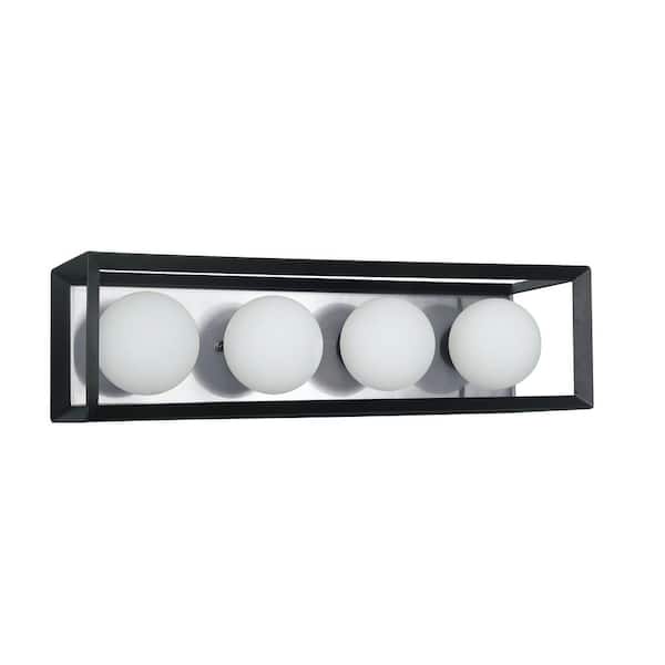 Dainolite 6 in. 4-Lights Black and Polished Chrome Vanity Light