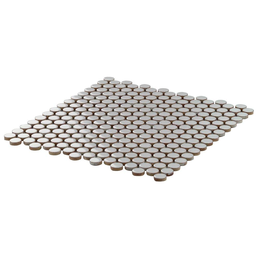 Gray Polished Ceramic Penny Round Mosaic Tile for Kitchen and Bathroom