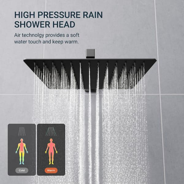 Rainfall Shower System Matte Black with on sale High Pressure 10 inch Shower Head Hand H