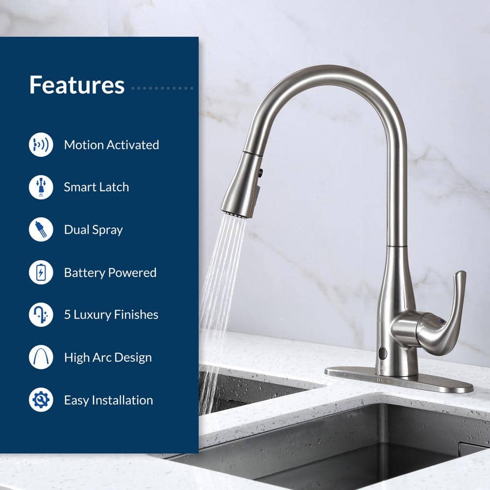 Champagne Brushed Nickel Pull-Down Kitchen Faucet with Spray