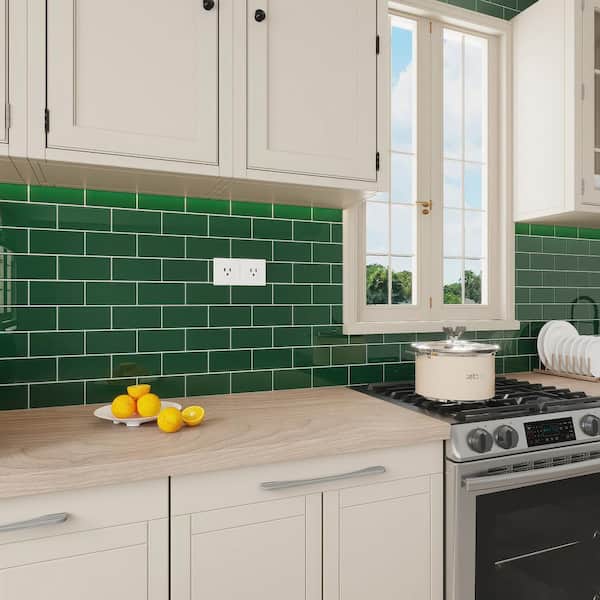 Evergreen Glass Subway 3 in. x 6 in. x 8mm Tile Sample