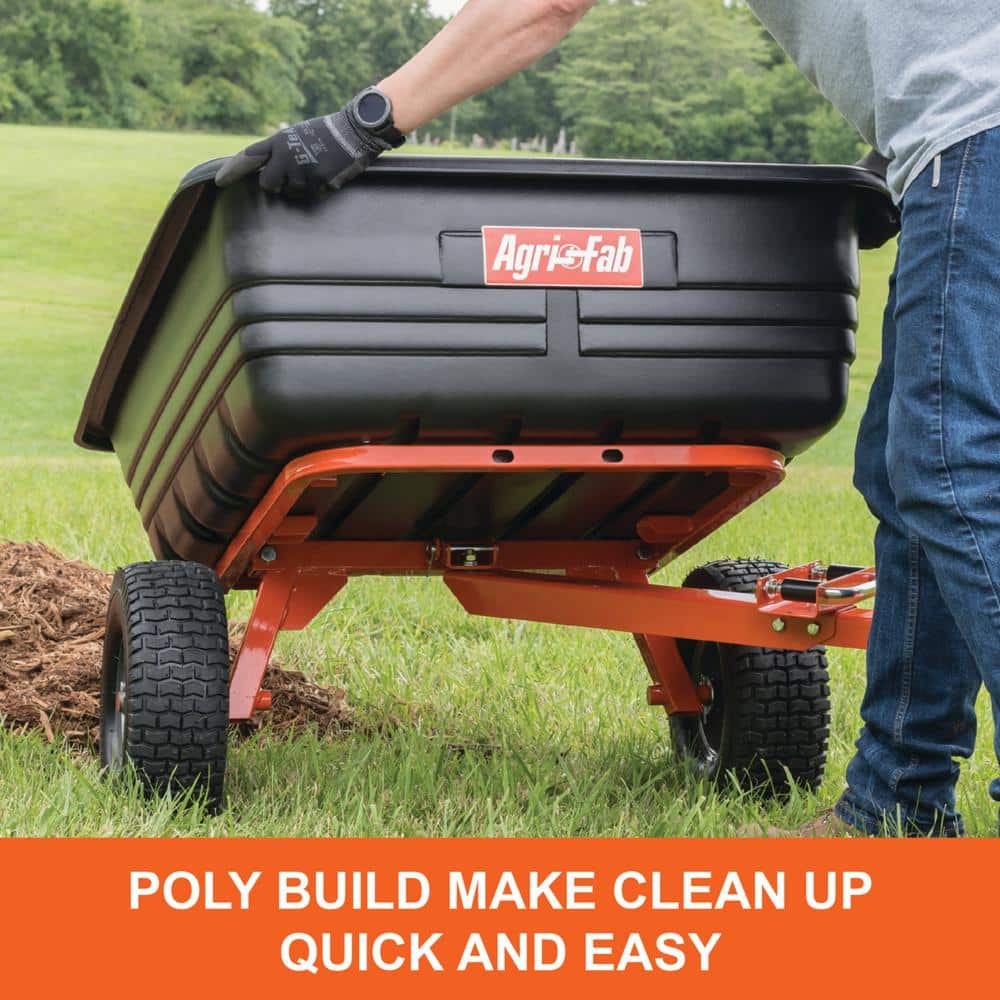 Black Poly Dump Cart with Steel Frame and Pneumatic Tires