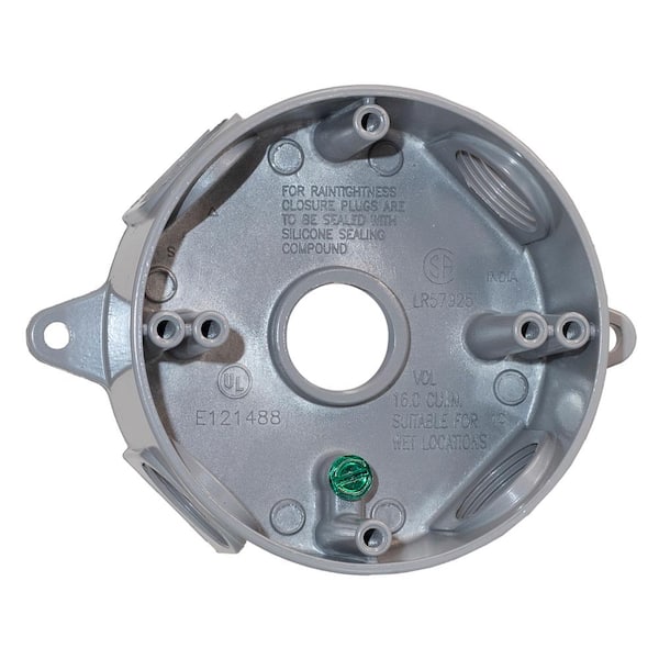 STONCO 753D Weatherproof Round Outlet Box, 0.75 Inch, Die Cast Aluminum (Made In USA) - View #3
