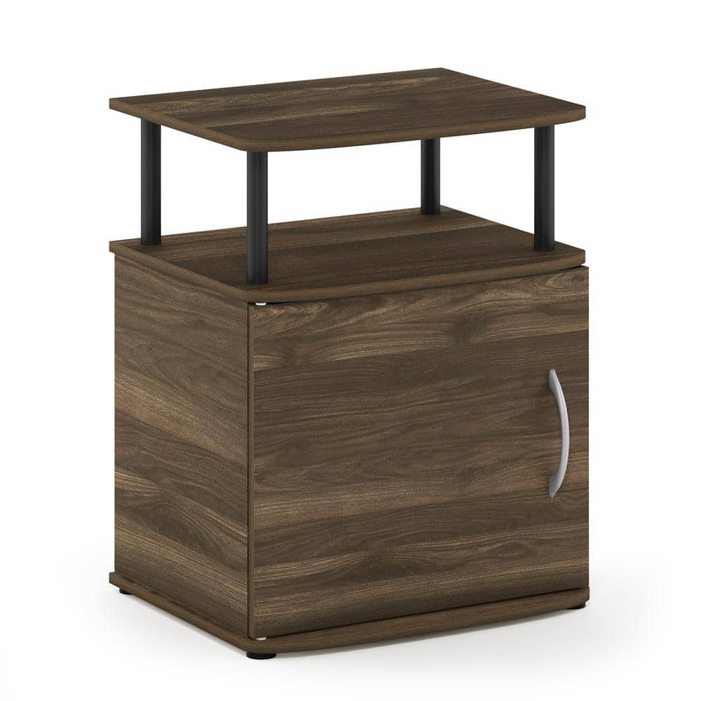 Columbia Walnut and Black Wood End Table with Storage