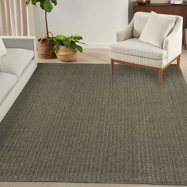 Tulum Olive 8 ft. x 10 ft. All-Over Design Contemporary Area Rug