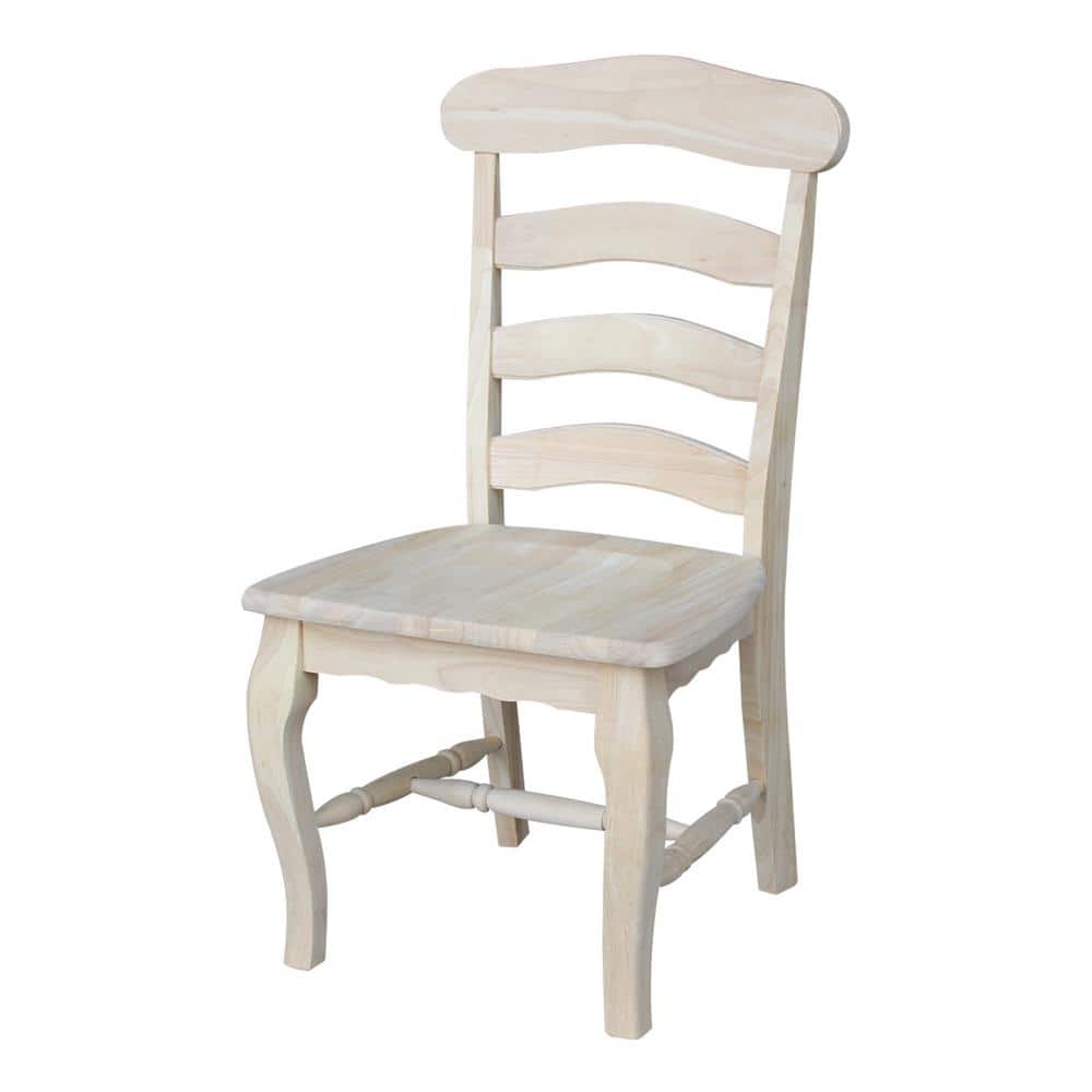 White Wood Ladderback Slat Side Chair Set