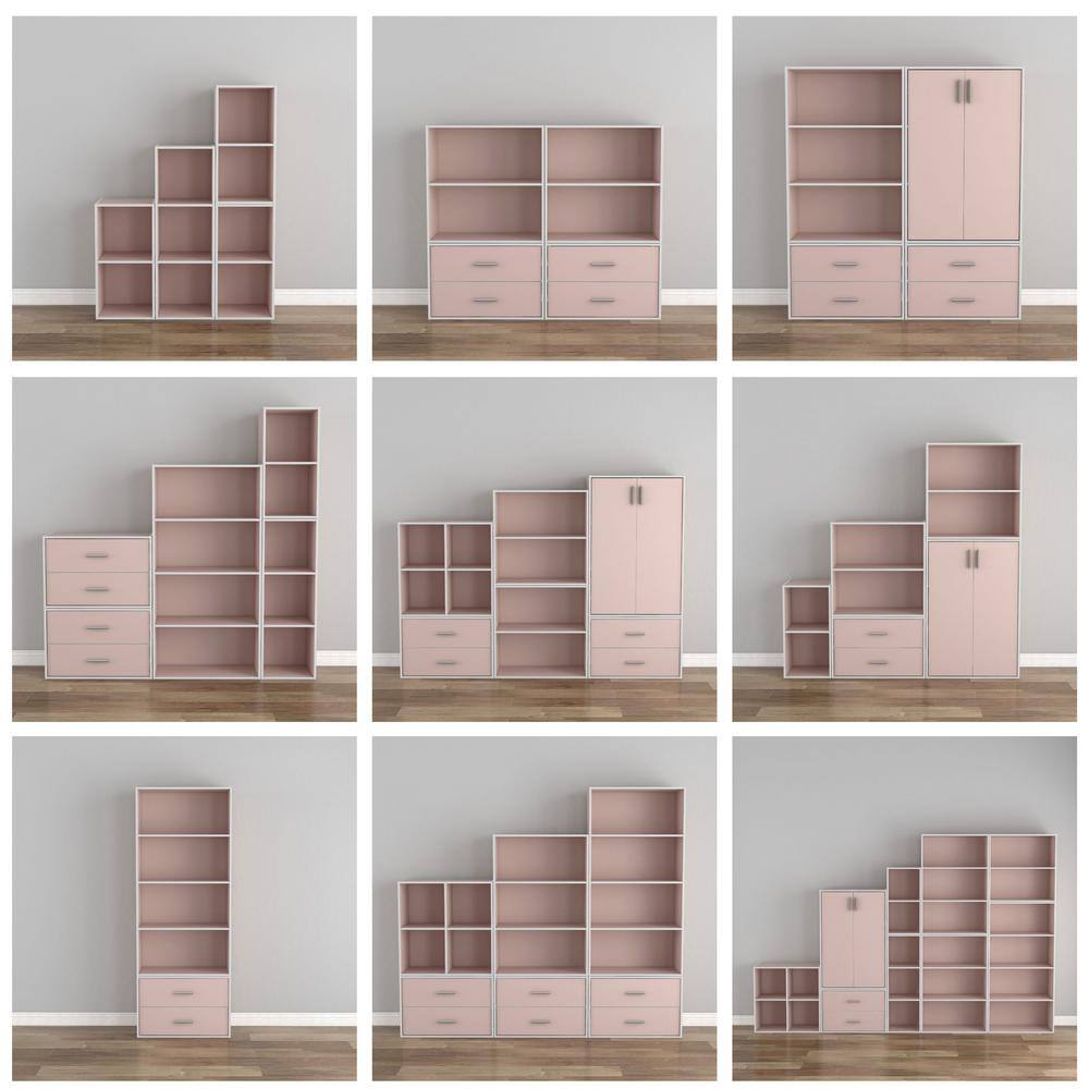 Light Pink Stackable 2-Drawer Kids Storage Cabinet