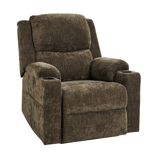 JAYDEN CREATION Lorenz Brown Traditional Style Dual Motor Lift Assist Recliner with Massage and Heat