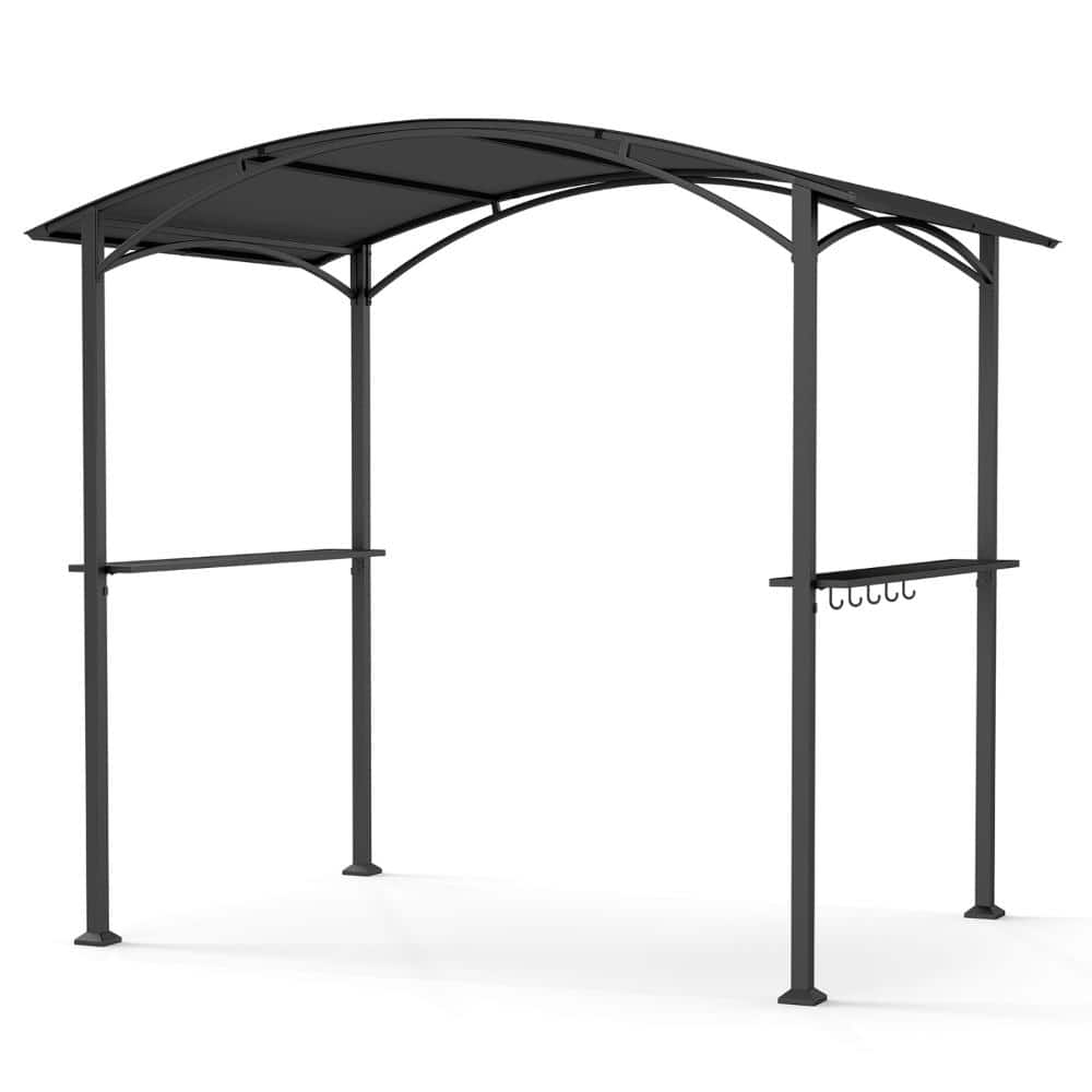 8 ft. x 5 ft. Metal Grill Gazebo with Polyester Canopy, Side Shelves and 5 Hooks, Gray price history on PriceWatchPro