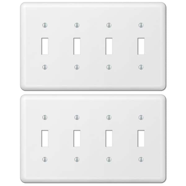 AMERELLE Declan White 4-Gang Toggle Steel Wall Plate (2-Pack)
