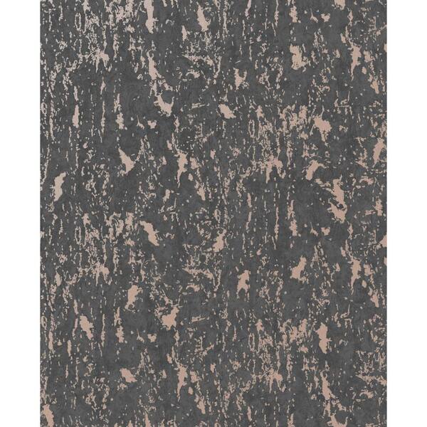 Unbranded Milan TextuRed Plain Charcoal/Rose Gold Paper Peelable Roll (Covers 56 sq. ft.)