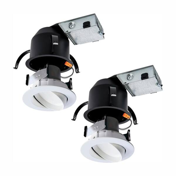 HALO RA 4 in. (2-Pack) Remodel Ceiling Housing and (2-Pack) Dimmable White Integrated LED Recessed Spotlight Kit