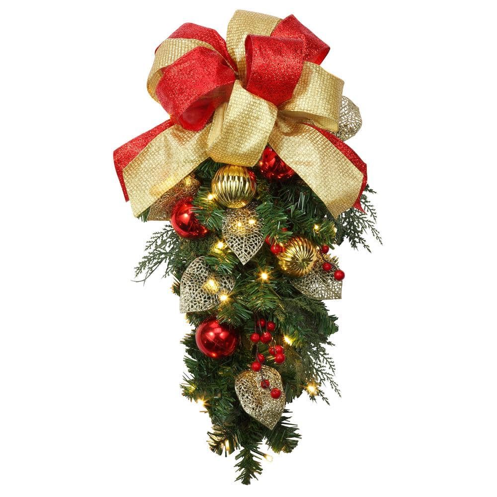 Haute Decor 20 in. Pre-lit Madison Chairback Artificial Christmas Swag ...