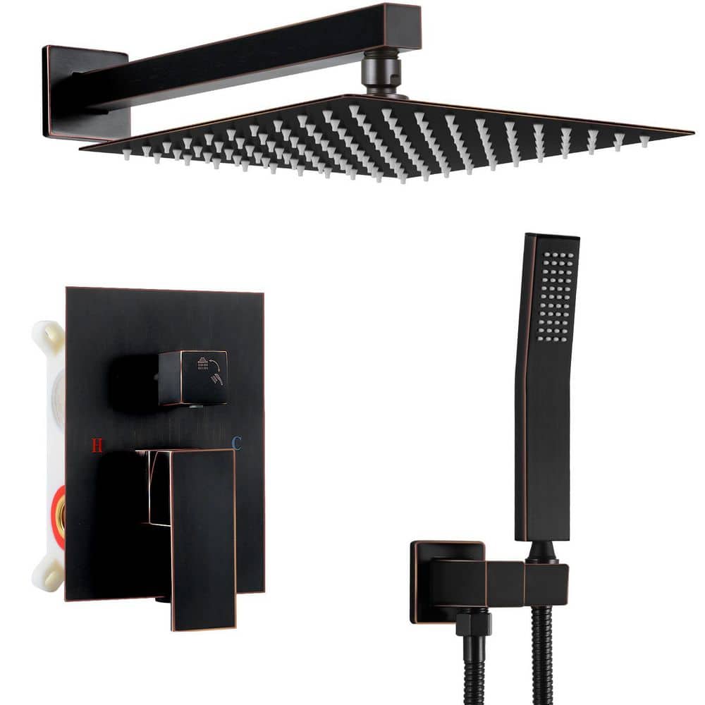 12 in. Single Handle 2-Spray Shower Faucet 2.5 GPM with Pressure Balance, A