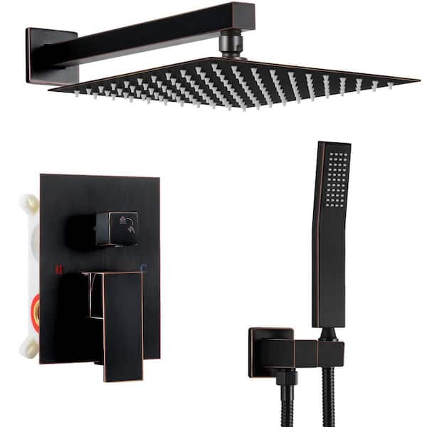 AKLFGN 12 in. Single Handle 2-Spray Shower Faucet 2.5 GPM with Pressure Balance, Anti Scald in. Oil Rubbed Bronze