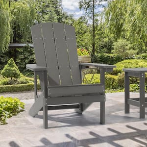 Charcoal Gray Weather Resistant HIPS Plastic Adirondack Chair for Outdoors (1-Pack)