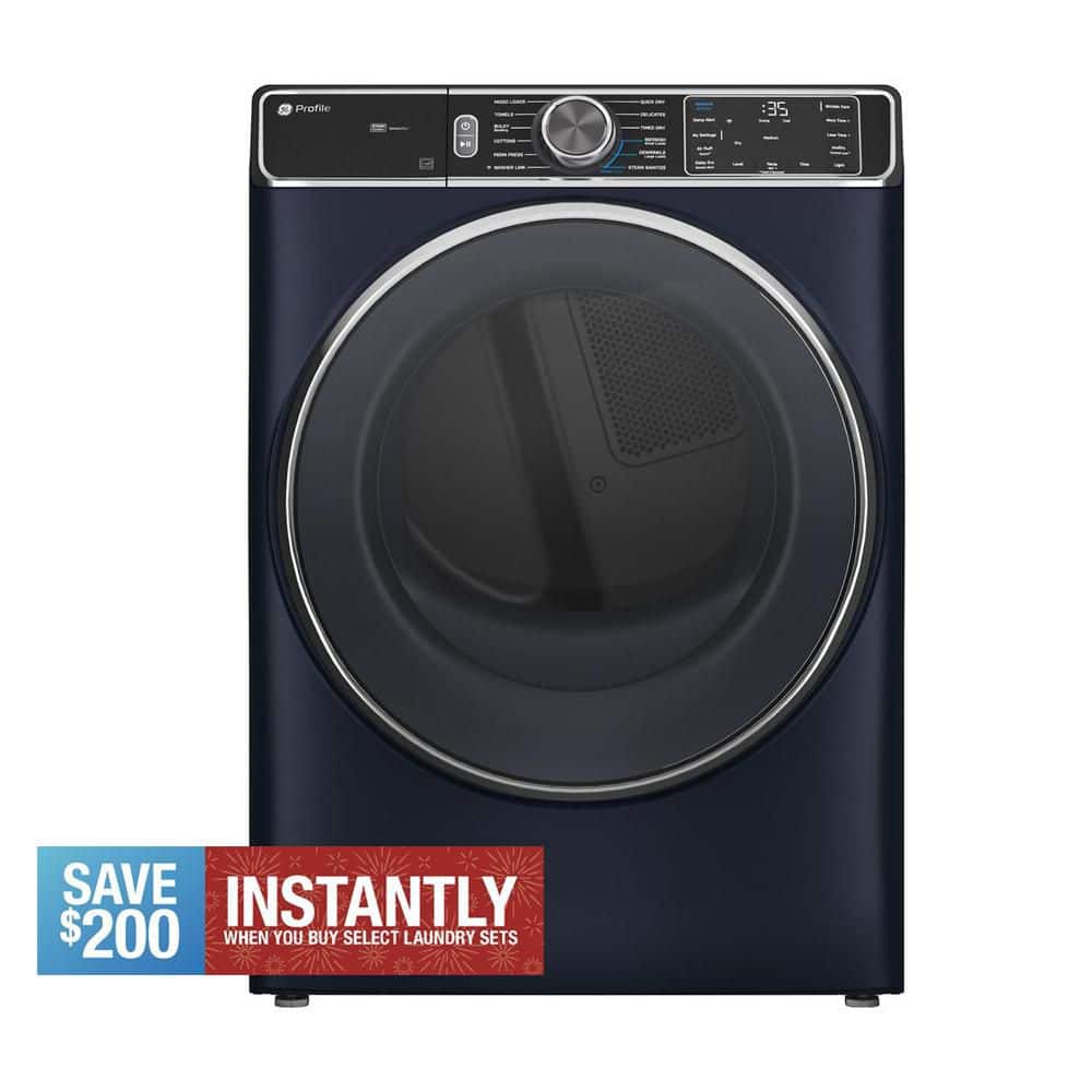 Profile 7.8 cu. ft. vented Electric Dryer in Sapphire Blue with Steam and Sanitize Cycle, ENERGY STAR