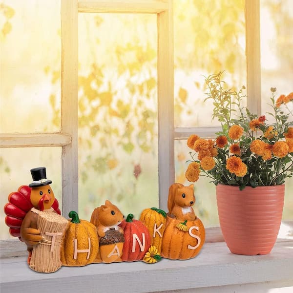 Thanksgiving Pumpkin Turkey Figurine Tabletop