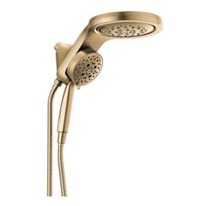HydroRain 5-Spray Patterns 1.75 GPM 6 in. Wall Mount Dual Shower Heads in Champagne Bronze