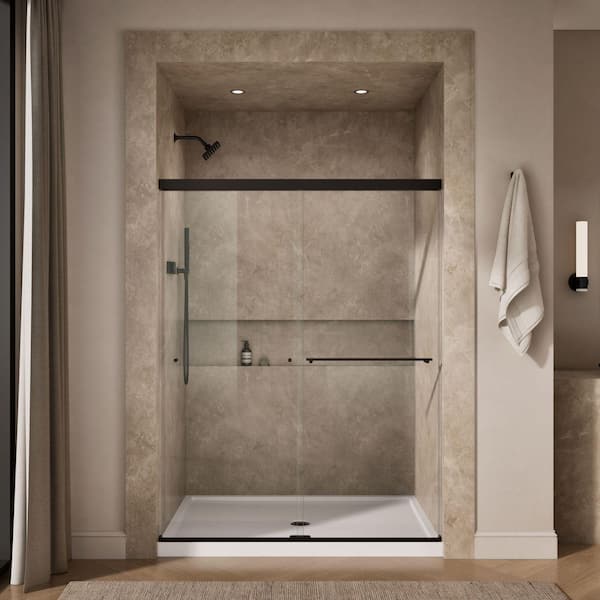 KOHLER Revel 59.625 in. W x 76 in. H Sliding Frameless Shower Door