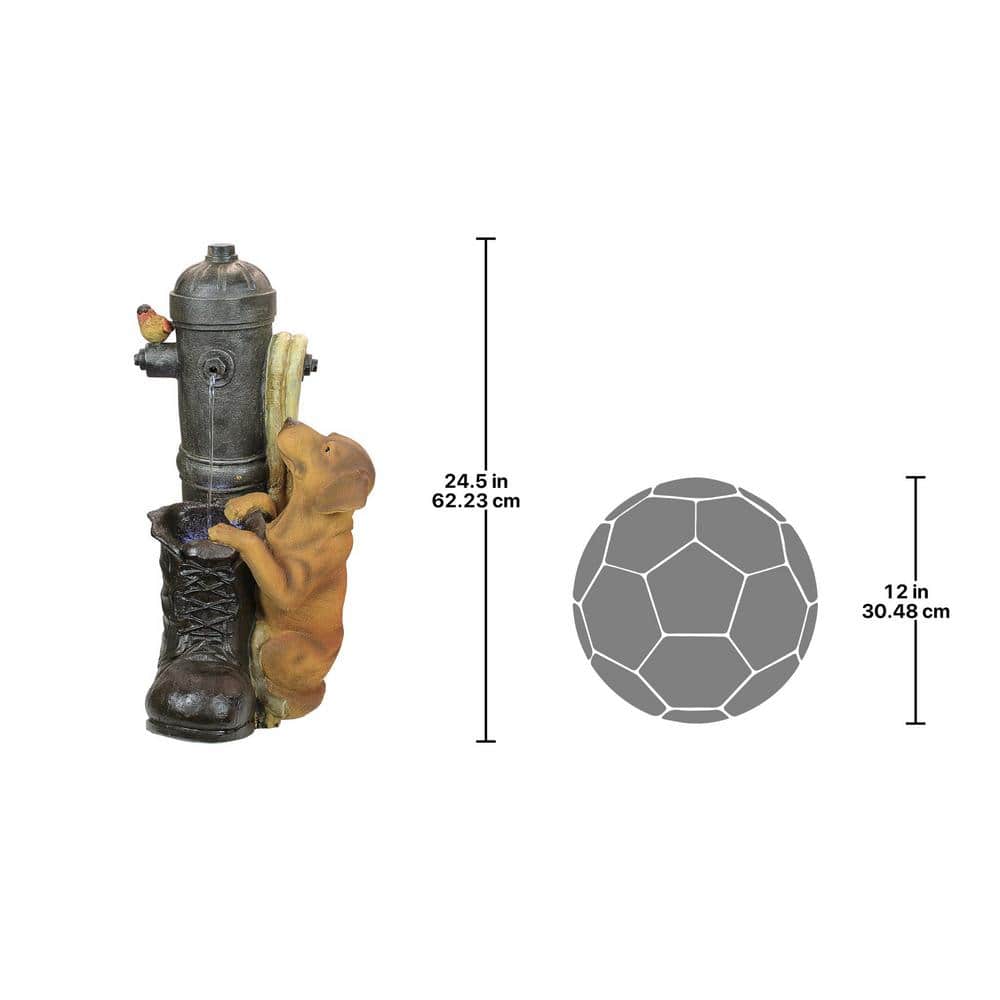 Fire Hydrant Pooch Garden Fountain with LED Light