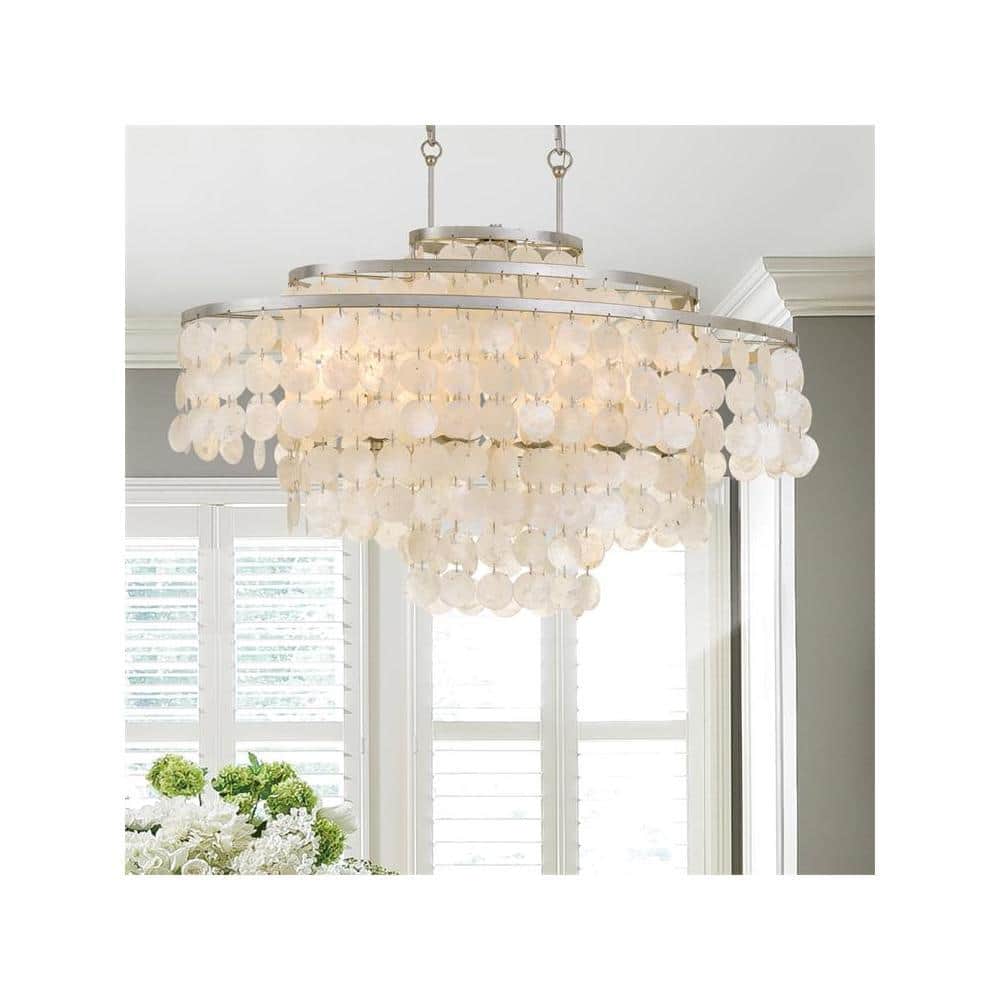 Elegant Bronze and Crystal 6-Light Chandelier with Candle Bulbs
