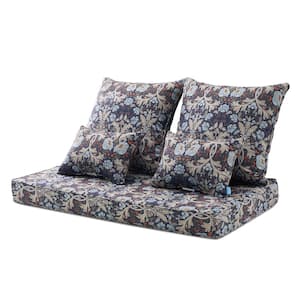 Peacock Loveseat/Bench Outdoor Cushion (Set of 5) for Patio Furniture Seat: 24x46x4inches, Back:22x24x12inches，Floarl