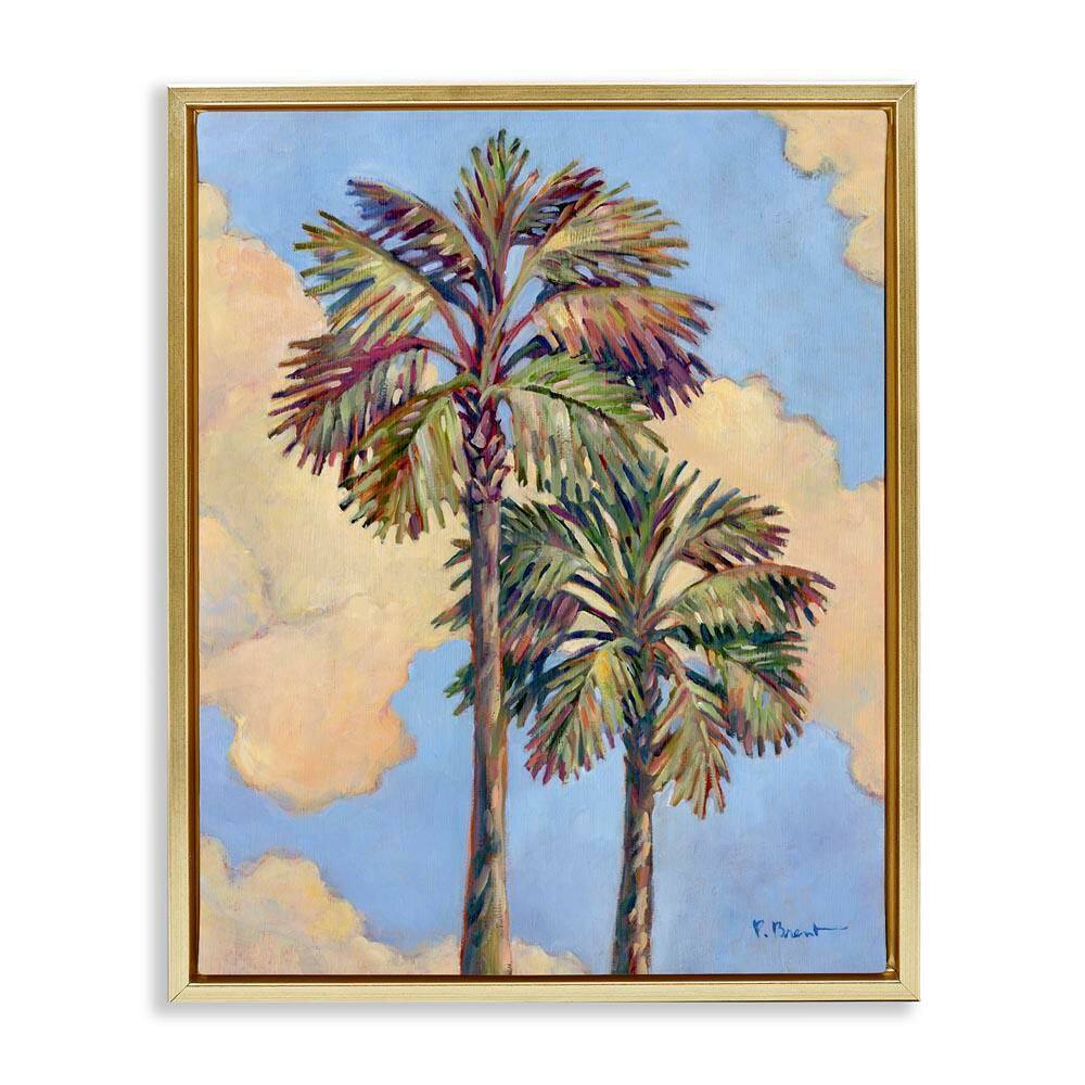 Two Palm Trees & Clouds by Paul Brent Gold Floater Frame Nature Graphic Art Print 21 in. x 17 in. price history on PriceWatchPro
