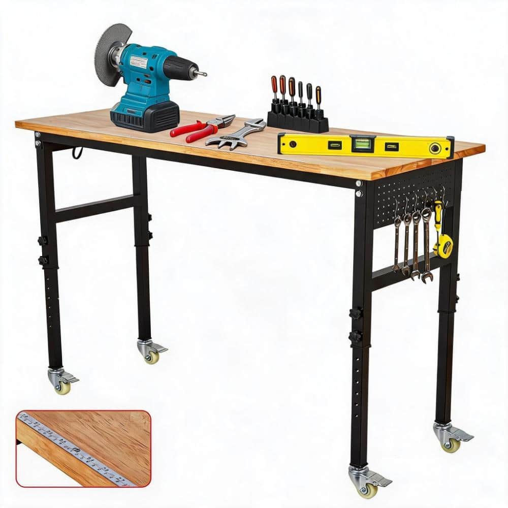 70 in. Adjustable Height Workbench with Power Outlet, Pegboard and Locking Casters price history on PriceWatchPro