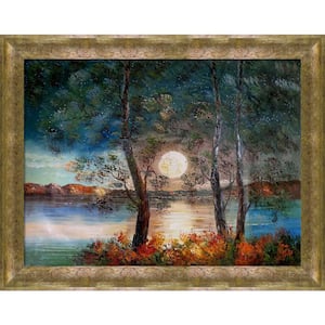 "Moon (Reflections) Reproduction Versailles Gold Queen" Justyna Kopania Framed Abstract Oil Painting 29 in. x 41 in.