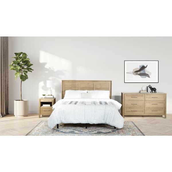 Stonebrook 3-Piece Queen Wood Bedroom Set in Canyon Oak Finish (Headboard, Nightstand, 6-Drawer Dresser)