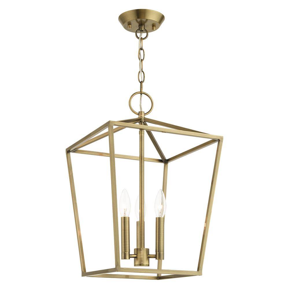 Antique Brass 3-Light Indoor/Outdoor Crystal Pendant