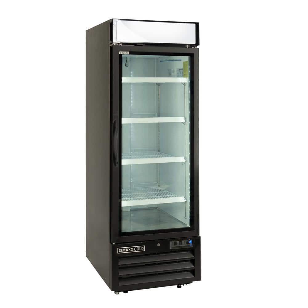V-Series Single Glass Door Merchandiser Refrigerator, 27-Watt, 23 cu. ft. Storage Capacity, in Black