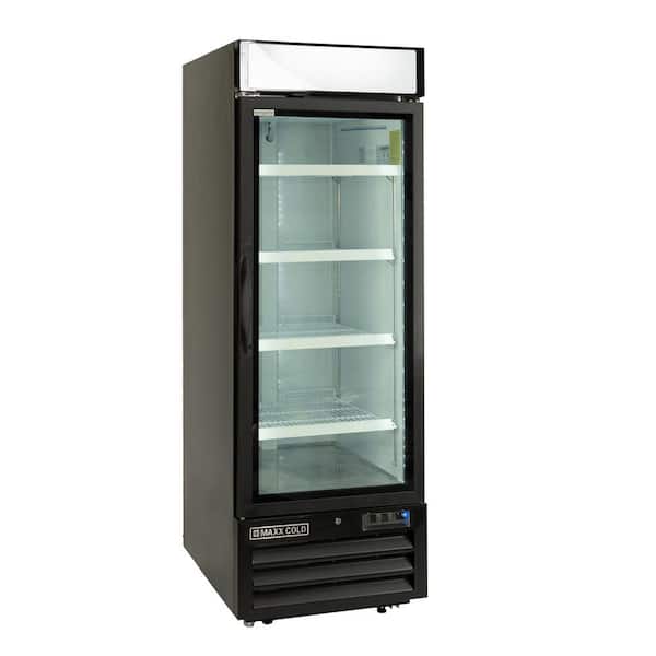 Unbranded V-Series Single Glass Door Merchandiser Refrigerator, 27-Watt, 23 cu. ft. Storage Capacity, in Black