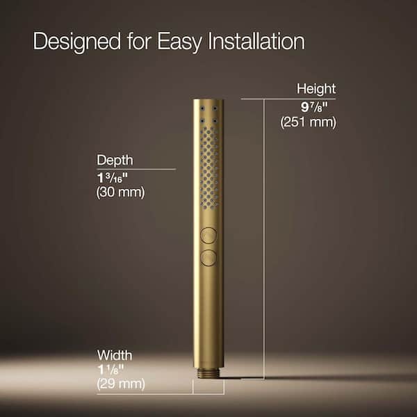 KOHLER Shift Plus 2-Spray Patterns 1.13 in. Wall Mount Handheld Shower Head 1.75 GPM in Vibrant Brushed Moderne Brass