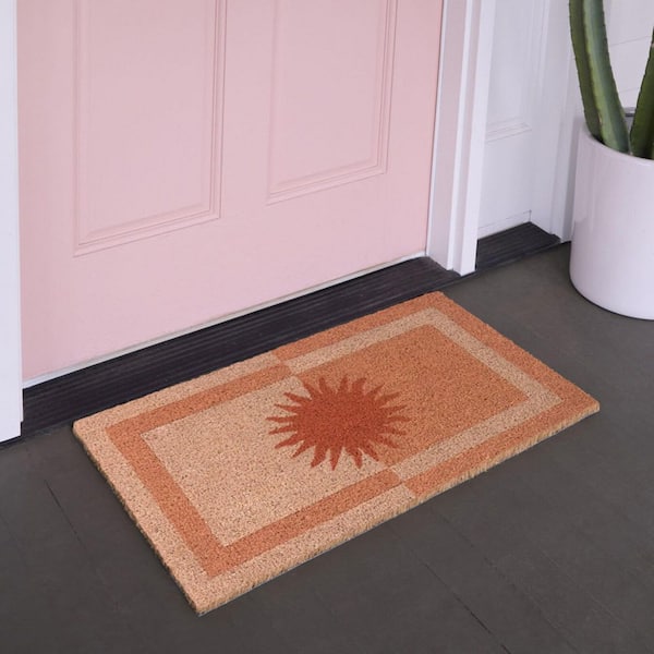 Colorblock Sun Coral 18 in. x 30 in. Coir Indoor/Outdoor Door Mat