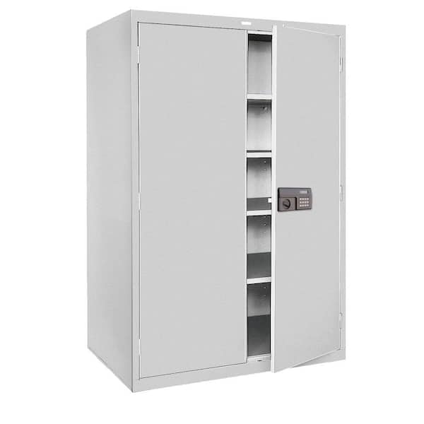 Sandusky 78 in. H x 36 in.W x 24 in. D 5-Shelf Steel Quick Assembly Keyless Electronic Coded Storage Cabinet in Dove Gray