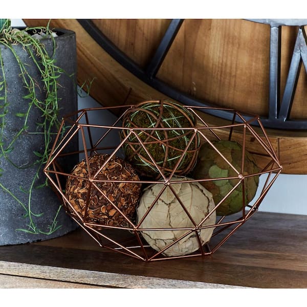 Litton Lane Gold Metal Wire Geometric Decorative Tray (Set of 2)
