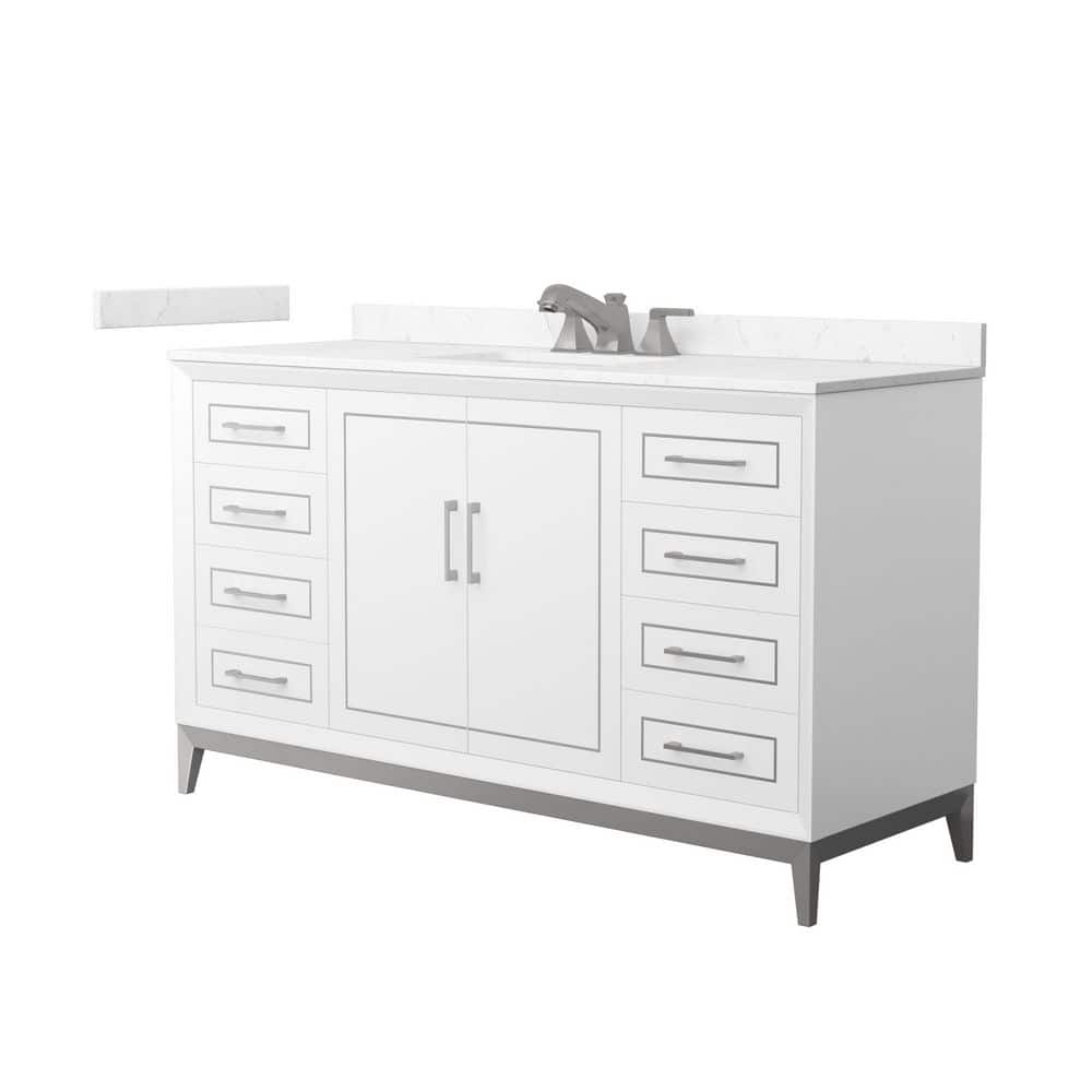 Marlena 60 in. Single Freestanding White Bath Vanity with Carrara Cultured Marble Top Assembled price history on PriceWatchPro