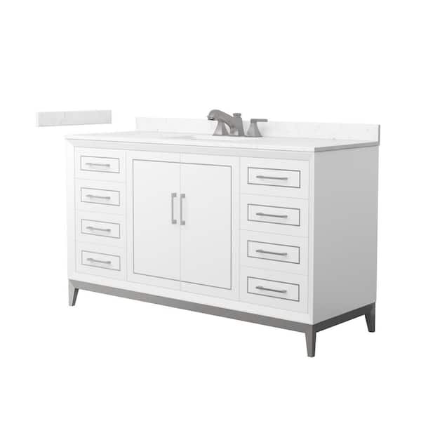 Marlena 60 in. Single Freestanding White Bath Vanity with Carrara Cultured Marble Top Assembled