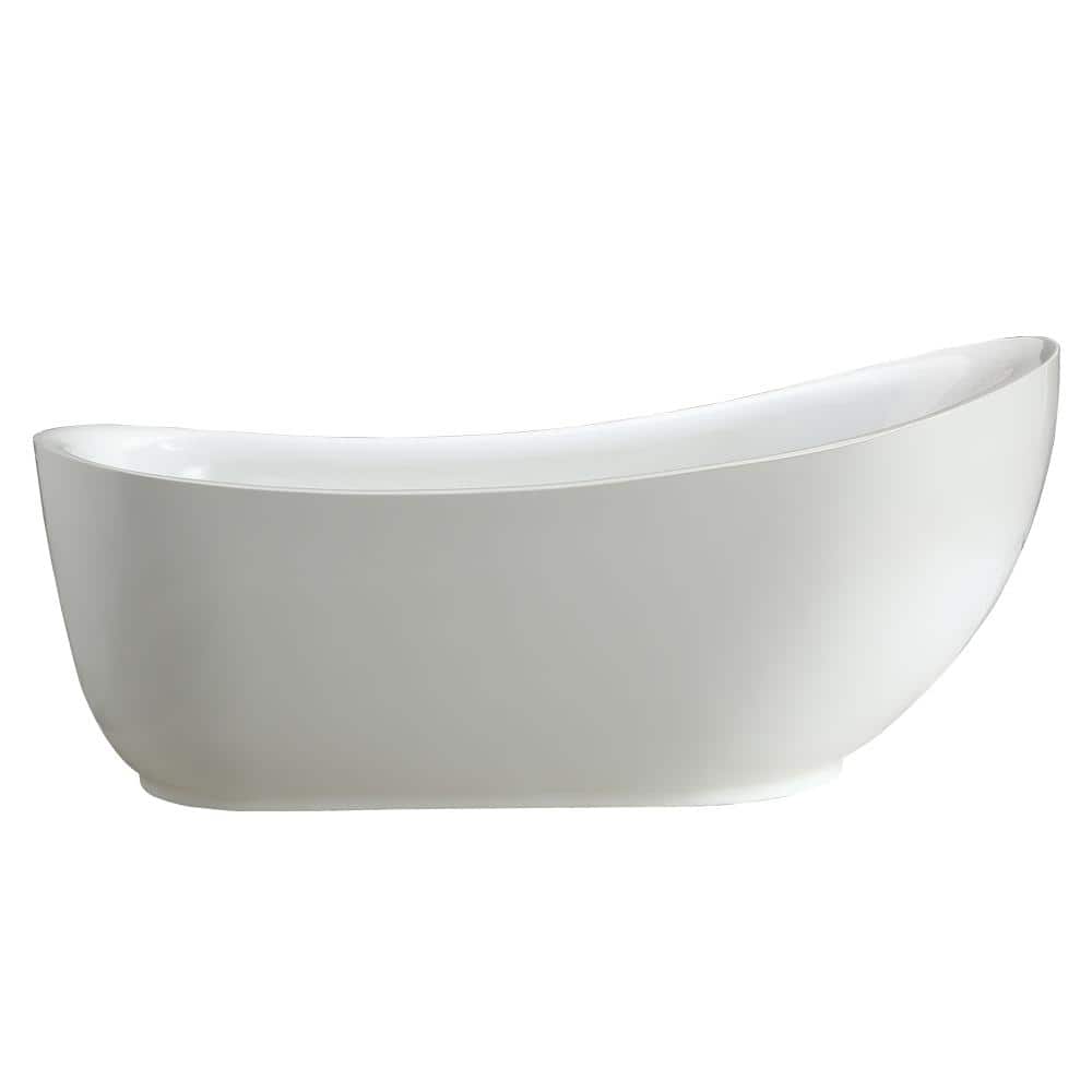 Everlie 71'' White Acrylic Freestanding Soaking Bathtub