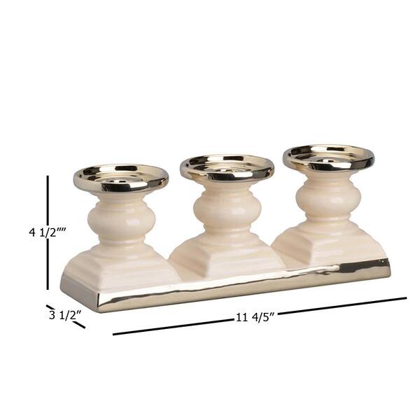 Candle Holders 5 Piece Contemporary Elegant Seasonal Dover Painted Wood White 