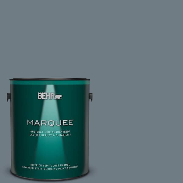 BEHR MARQUEE 1 gal. #N490-5 Charcoal Blue One-Coat Hide Semi-Gloss Enamel Interior Paint & Primer